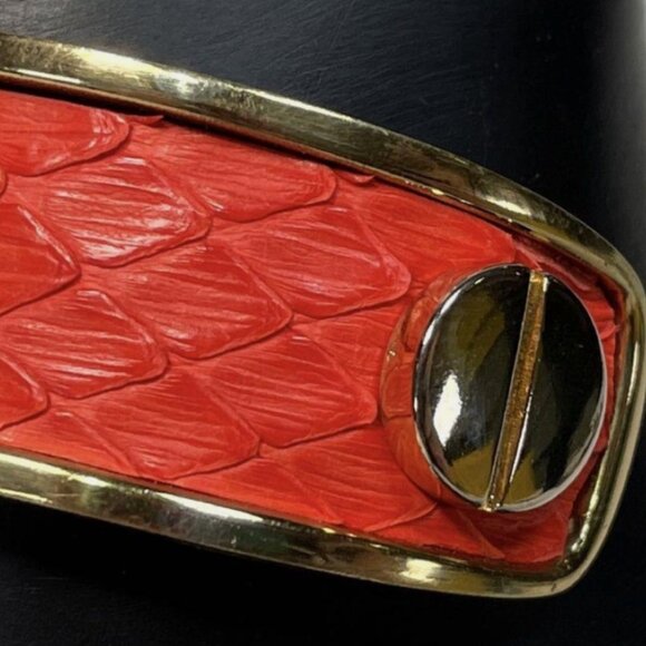 Taylor & Tessier Cuff Medium Bracelet w/Orange Python Skin & Gold Colored Brass - Picture 5 of 5